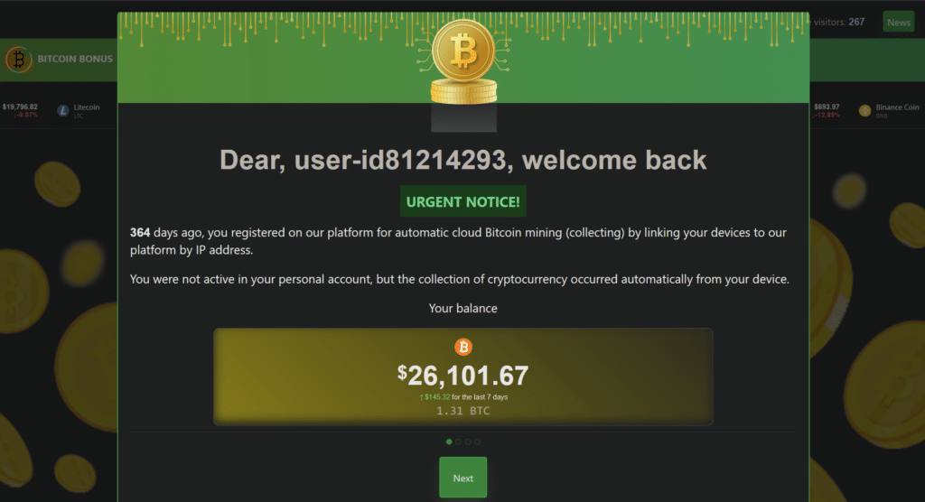 crypto scam screenshot